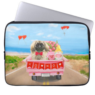 Pekingese Hund Valentinstag Lkw Herz Laptopschutzhülle