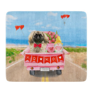 Pekingese Hund Valentinstag Lkw Herz Schneidebrett