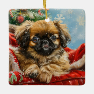 Pekingese Hund Weihnachten Keramikornament