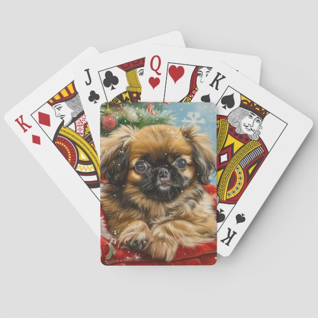 Pekingese Hund Weihnachten Spielkarten (Rückseite)