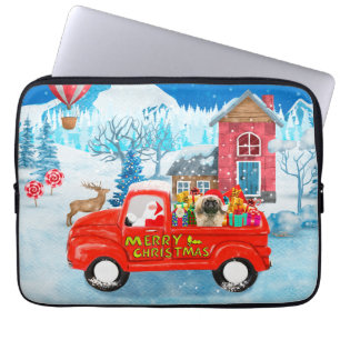 Pekingese Hund Weihnachtslieferung LKW Schnee Laptopschutzhülle