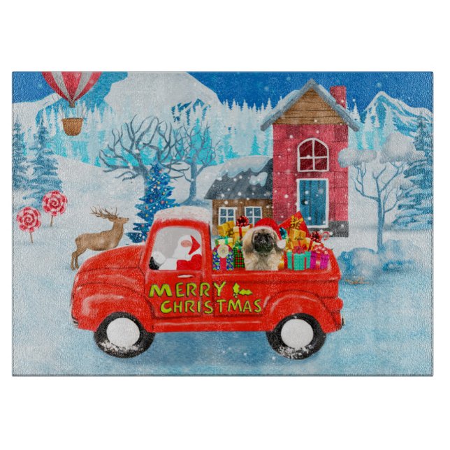 Pekingese Hund Weihnachtslieferung LKW Schnee Schneidebrett (Vorderseite)