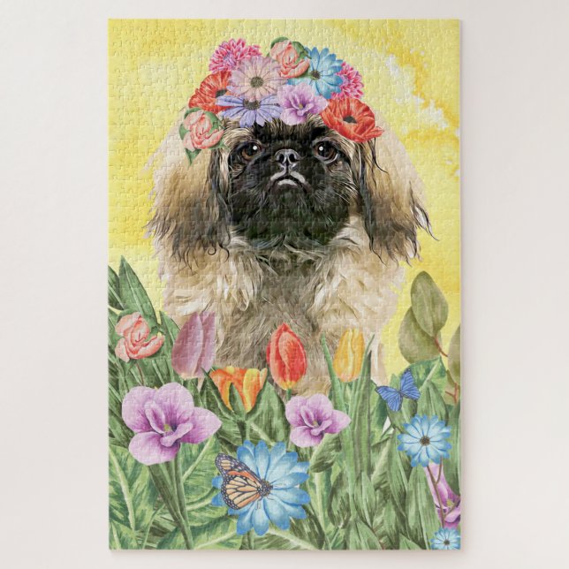 Pekingese Hunde Blume (Vertikal)