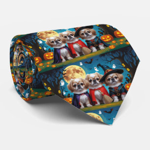 Pekingese Hunde Pumpkin Halloween Funny Krawatte
