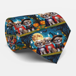 Pekingese Hunde Pumpkin Halloween Funny Krawatte