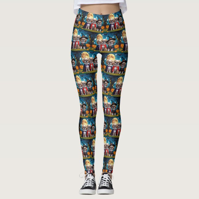 Pekingese Hunde Pumpkin Halloween Funny Leggings (Vorderseite)