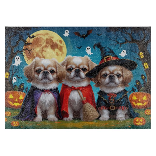 Pekingese Hunde Pumpkin Halloween Funny Schneidebrett (Vorderseite)