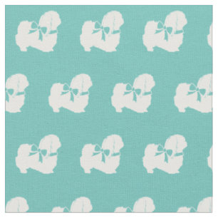 Pekingese Hunde Silhouette Haustiere Aquamarin Stoff
