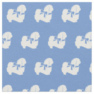 Pekingese Hunde Silhouette Pet Light Blue Stoff
