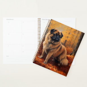 Pekingese im Herbst Leaves Fall Inspiriert Planer