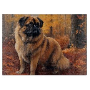 Pekingese im Herbst Leaves Fall Inspiriert Schneidebrett