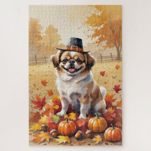 Pekingese im Herbstlaub Erntedank Kunst