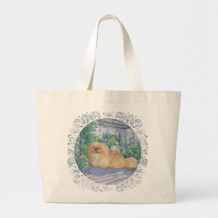 Pekingese in Lavendel Jumbo Stoffbeutel