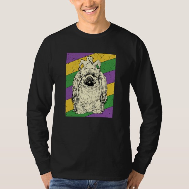 Pekingese Jester Mardi Gras Dog Mom or Dad T-Shirt (Vorderseite)
