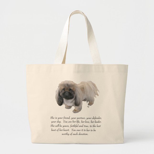 Pekingese Keepake — FEMALE Jumbo Stoffbeutel (Vorne)