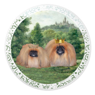 Pekingese König und Königin Keramikknauf