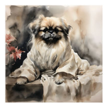 Pekingese Lounges in einem Seidenraupengraben Zeic
