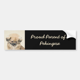 Pekingese Malerei - Niedliche Original Hunde Kunst Autoaufkleber