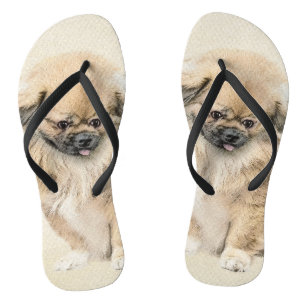 Pekingese Malerei - Niedliche Original Hunde Kunst Flip Flops
