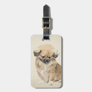 Pekingese Malerei - Niedliche Original Hunde Kunst Gepäckanhänger