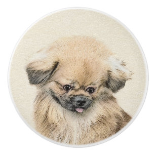 Pekingese Malerei - Niedliche Original Hunde Kunst Keramikknauf