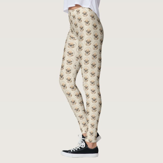 Pekingese Malerei - Niedliche Original Hunde Kunst Leggings (Links)