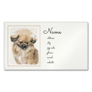 Pekingese Malerei - Niedliche Original Hunde Kunst Magnetische Visitenkarte