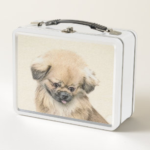 Pekingese Malerei - Niedliche Original Hunde Kunst Metall Brotdose