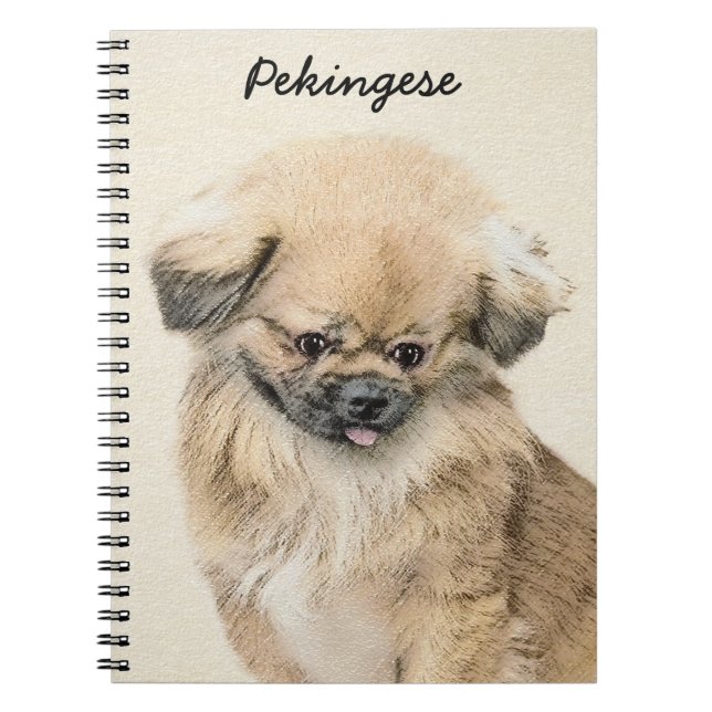 Pekingese Malerei - Niedliche Original Hunde Kunst Notizblock (Vorderseite)