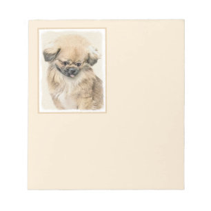 Pekingese Malerei - Niedliche Original Hunde Kunst Notizblock