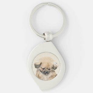 Pekingese Malerei - Niedliche Original Hunde Kunst Schlüsselanhänger