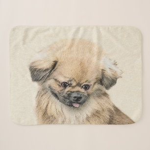 Pekingese Malerei - Niedliche Original Hunde Kunst Sherpadecke