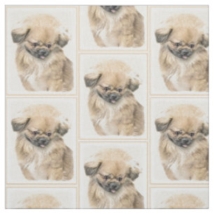Pekingese Malerei - Niedliche Original Hunde Kunst Stoff