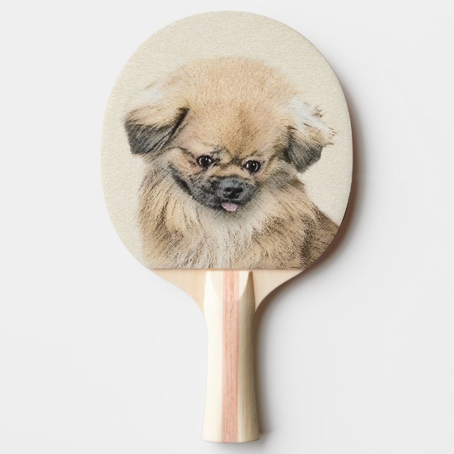 Pekingese Malerei - Niedliche Original Hunde Kunst Tischtennis Schläger (Vorderseite)