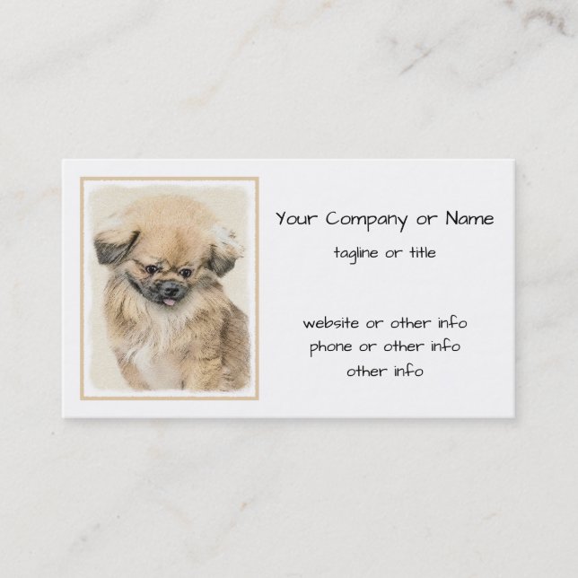 Pekingese Malerei - Niedliche Original Hunde Kunst Visitenkarte (Vorderseite)
