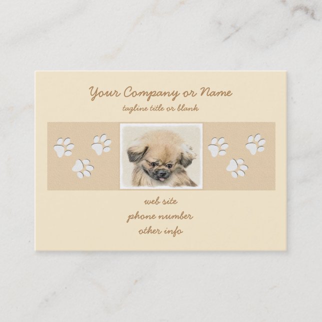 Pekingese Malerei - Niedliche Original Hunde Kunst Visitenkarte (Vorderseite)