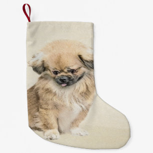 Pekingese-Malerei - Süße originelle Hundekunst Kleiner Weihnachtsstrumpf