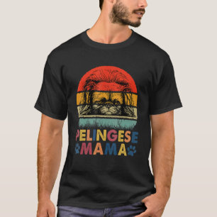 Pekingese Mama Mutter Retro präsentiert Hunde Mama T-Shirt