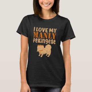 Pekingese Manly Canine Pet Boy Hund Gender Reveal T-Shirt