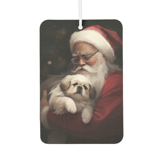 Pekingese mit dem Weihnachtsmann Weihnachten Autolufterfrischer (Vorderseite)
