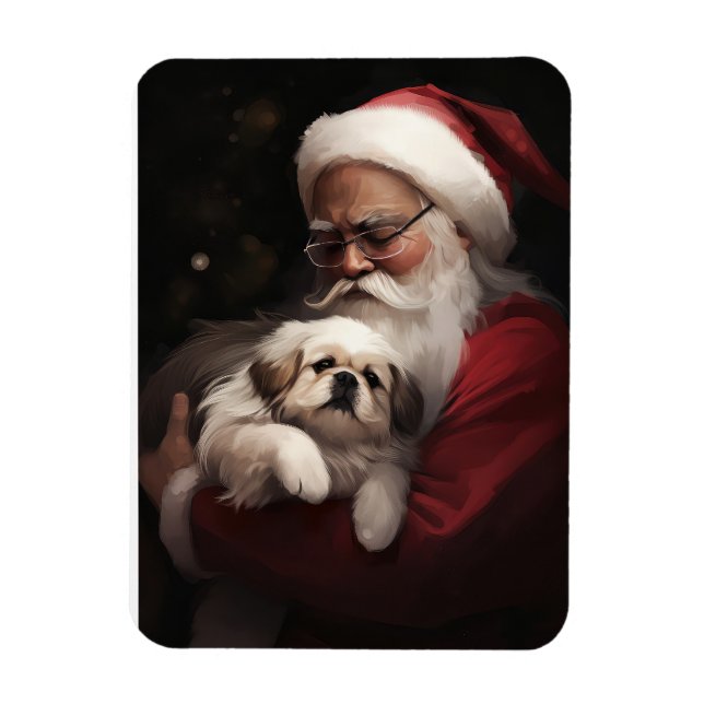 Pekingese mit dem Weihnachtsmann Weihnachten Magnet (Vertikal)