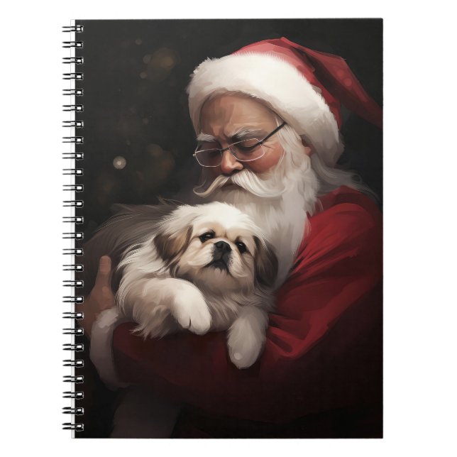 Pekingese mit dem Weihnachtsmann Weihnachten Notizblock (Vorderseite)