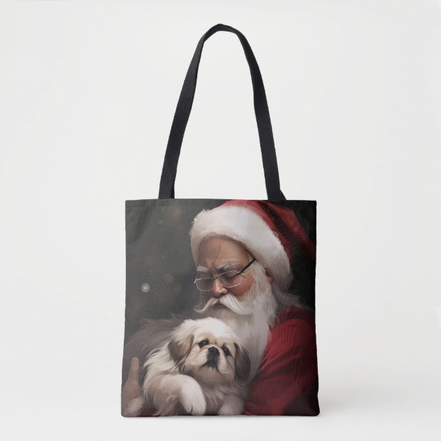 Pekingese mit dem Weihnachtsmann Weihnachten Tasche (Vorderseite)