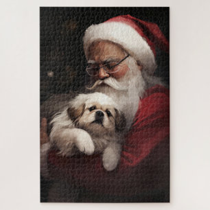 Pekingese mit Weihnachtsmann Festive Weihnachten