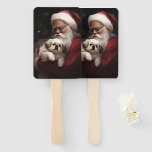 Pekingese mit Weihnachtsmann Festive Weihnachten Fächer