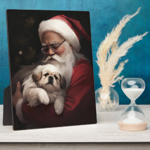 Pekingese mit Weihnachtsmann Festive Weihnachten Fotoplatte