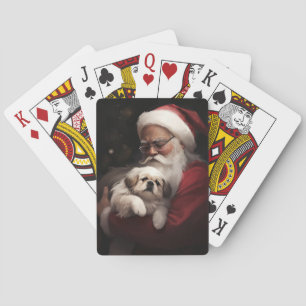 Pekingese mit Weihnachtsmann Festive Weihnachten Spielkarten