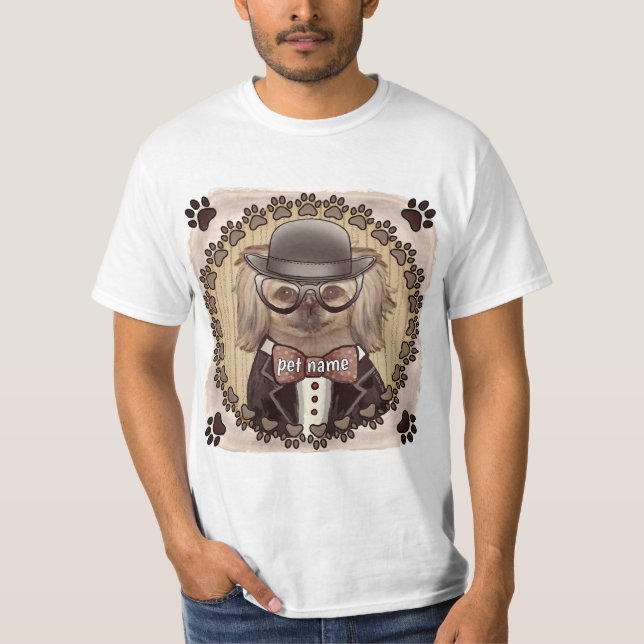 Pekingese portant un t-shirt avec lunettes (Devant)