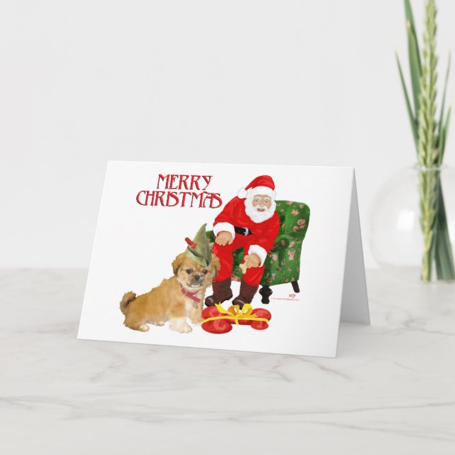 Pekingese Puppy Christmas Feiertagskarte (Vorderseite)