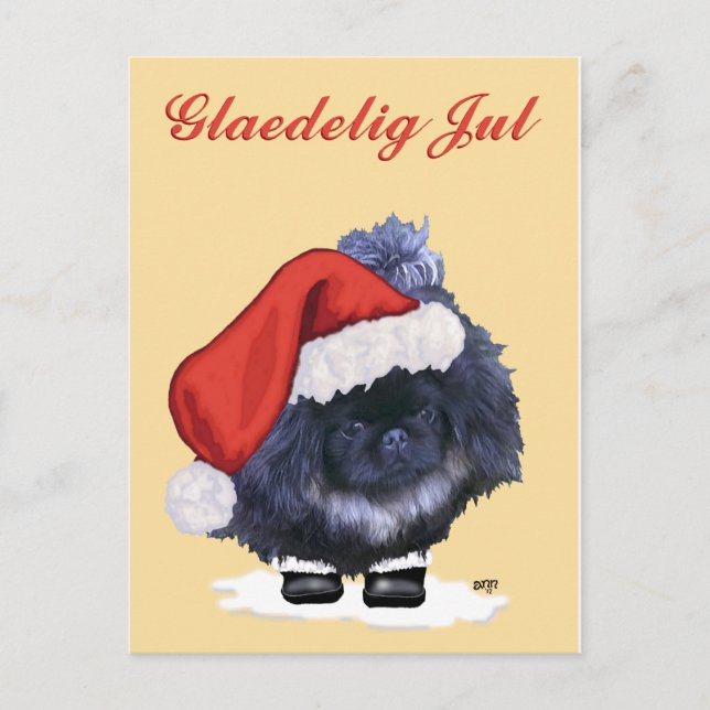 Pekingese Puppy Christmas Feiertagspostkarte (Vorderseite)